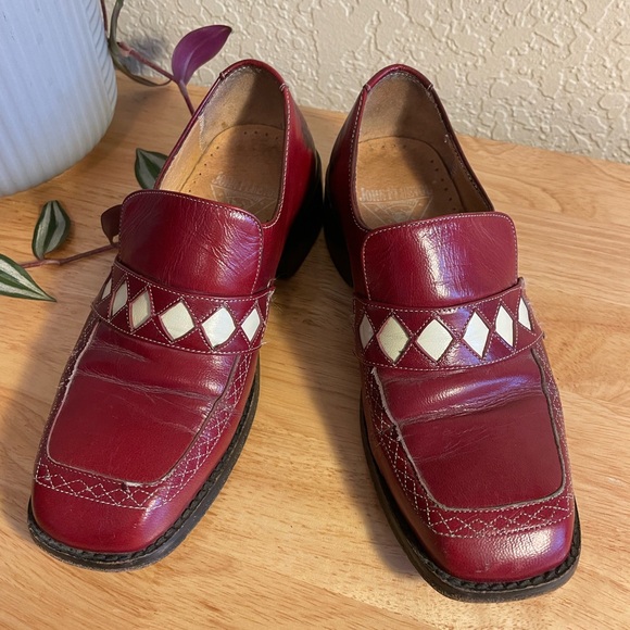 90s Vintage John Fluevog Buick Park Ave Diamond Loafers - Burgundy Women’s 6 - Picture 2 of 11